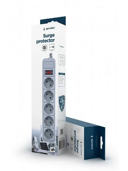 Prelungitor electric Gembird GMB SPG3-B-6C, 5 Prize, 1,8 m, Alb