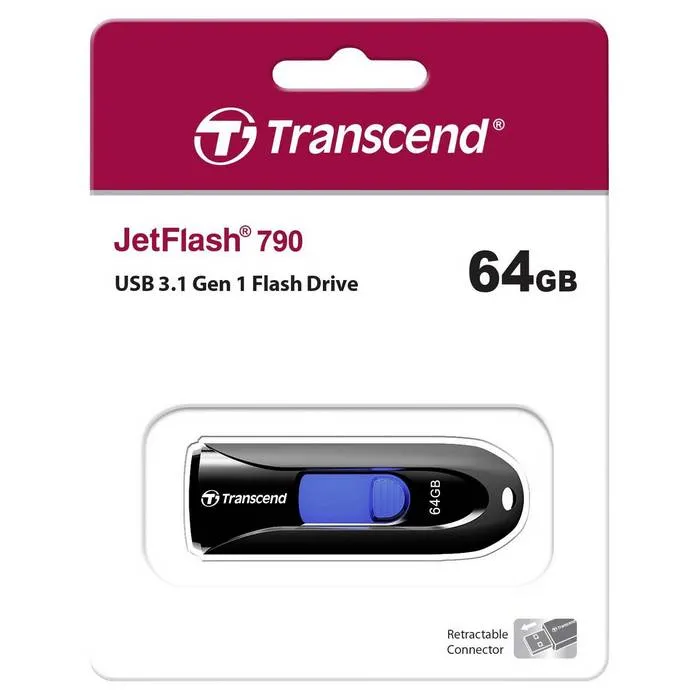 Memorie USB Transcend JetFlash 790, 64GB, Negru
