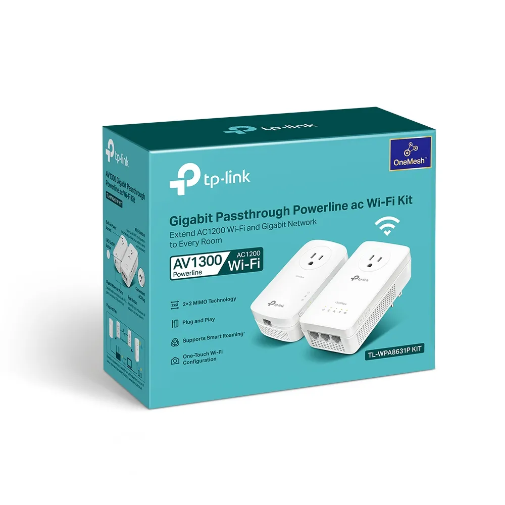 Wi-Fi + Powerline adapter TP-LINK TL-WPA8631P KIT, AV1300, 1300 Mbps, Alb
