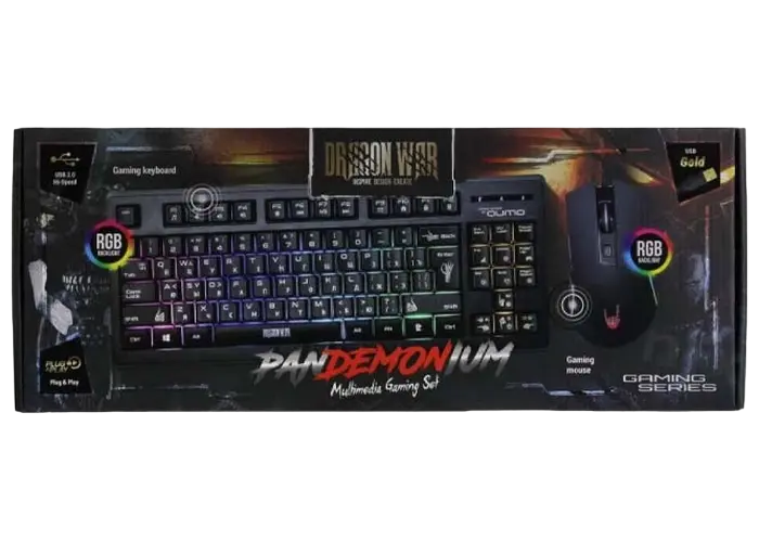 Set Tastatură + Mouse QUMO Pandemonium, Cu fir, Negru