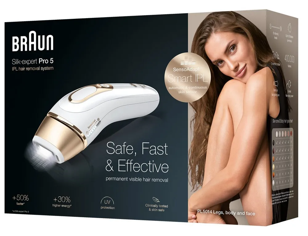 Fotoepilator BRAUN PL5014, Alb/Auriu