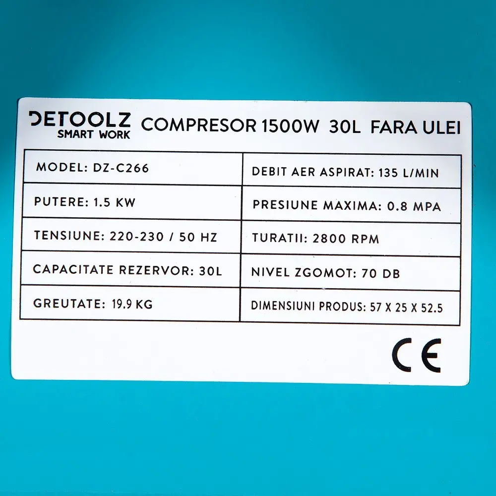 Compresor de aer Detoolz 30L 1500W