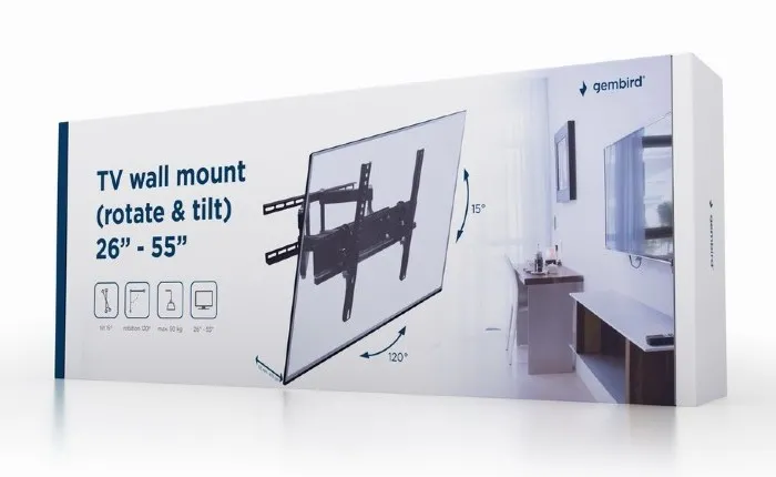 Suport TV de perete  Gembird WM-55RT-03, Negru