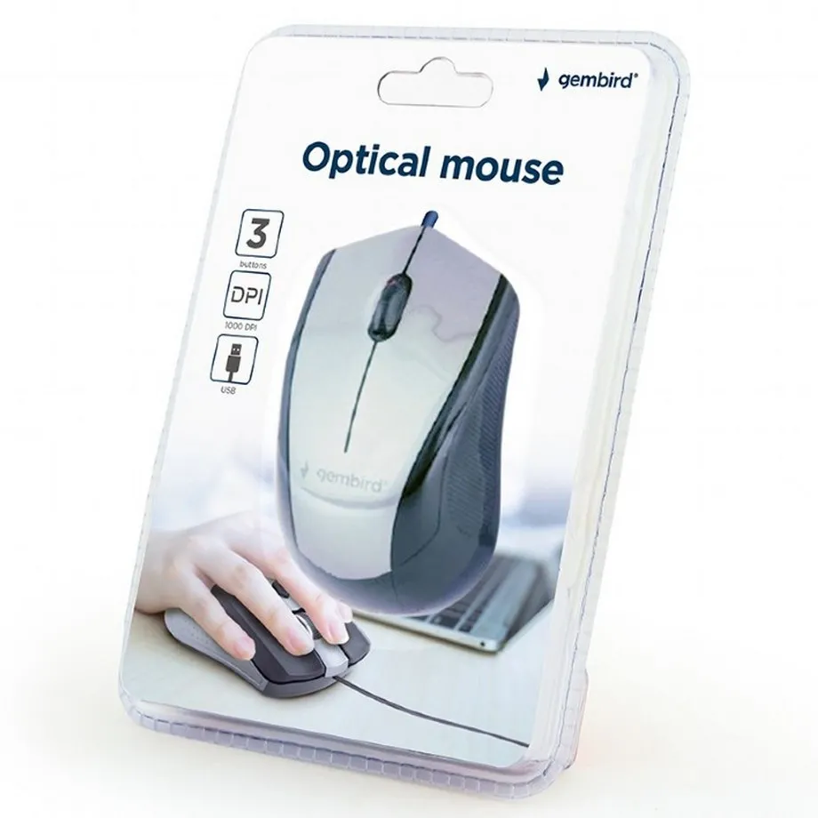 Mouse Gembird MUS-3B-02-BG, Negru/Gri
