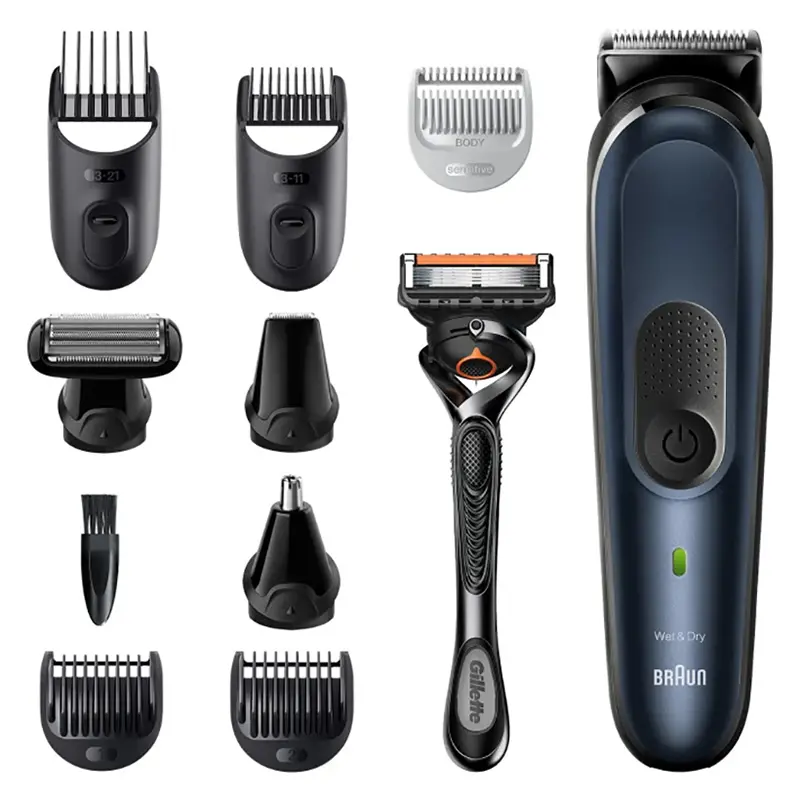 Trimmer pentru bărbați Braun 10-in-1 Trimmer MGK7330, Negru | Albastru