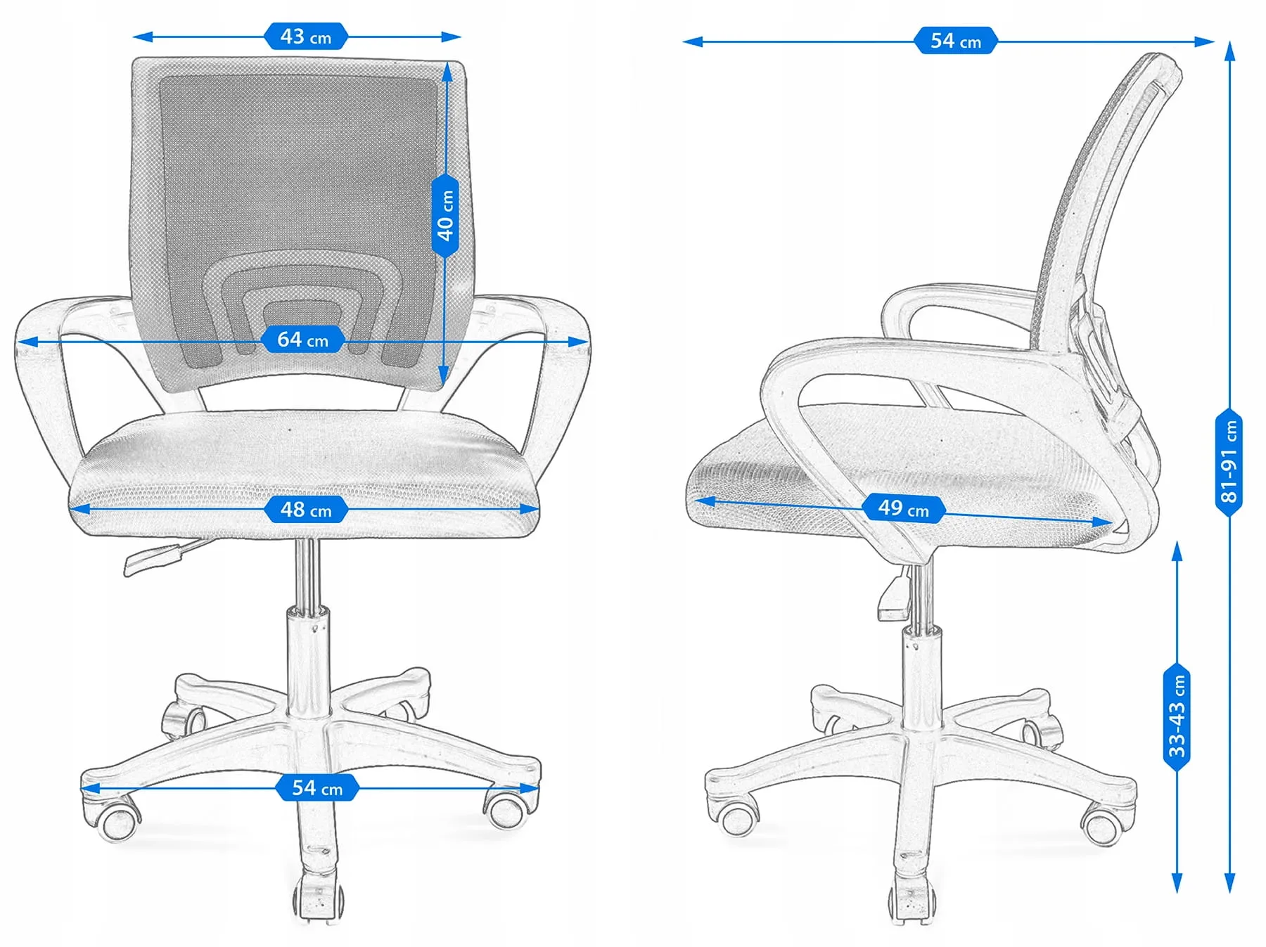 Scaun de birou JUMI SMART (albastru)