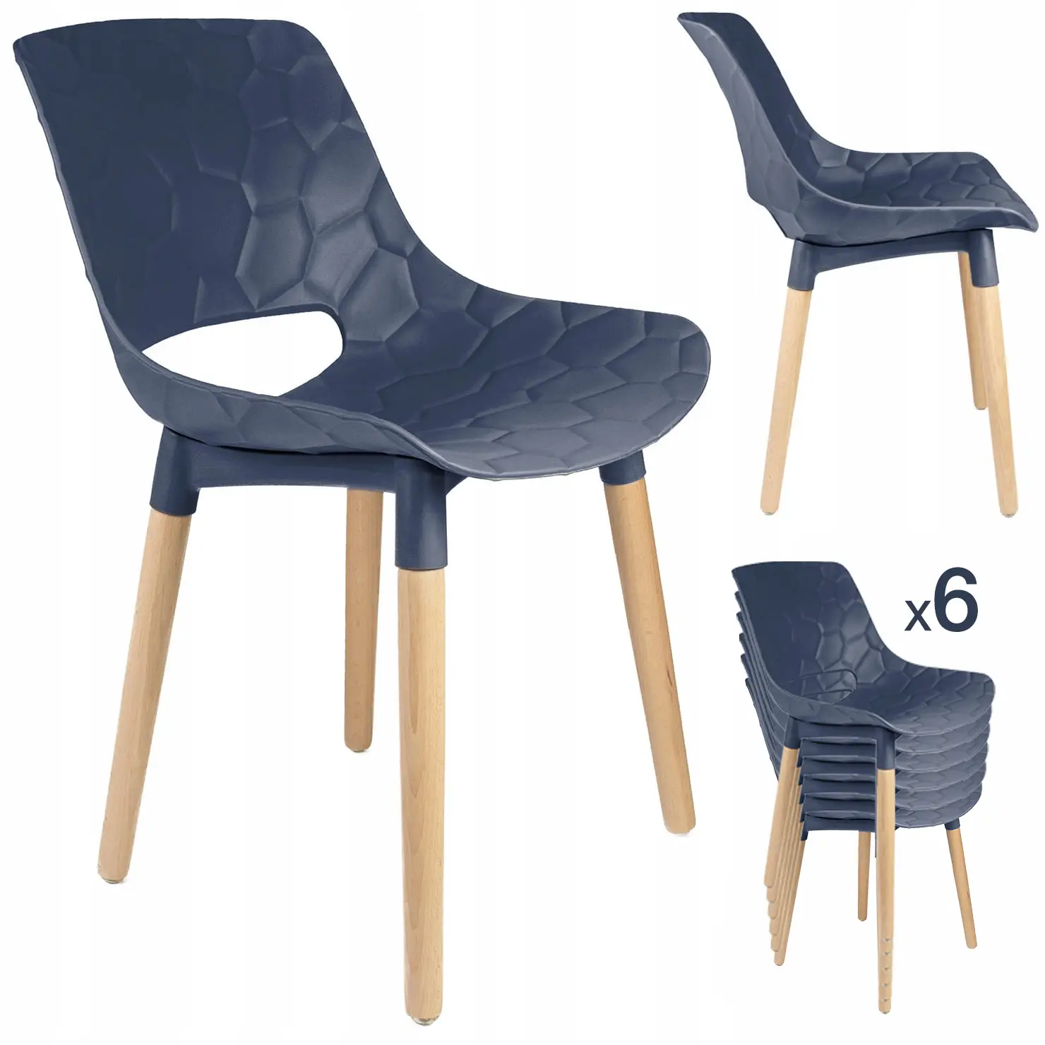 SET 6 Scaune scandinave JUMI DAVIS (bluemarin)