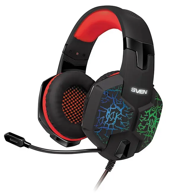 Căști gaming SVEN AP-U988MV, Cu fir, Negru/Roșu
