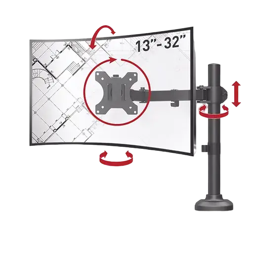Suport birou pentru monitoare BARKAN M121T, Negru