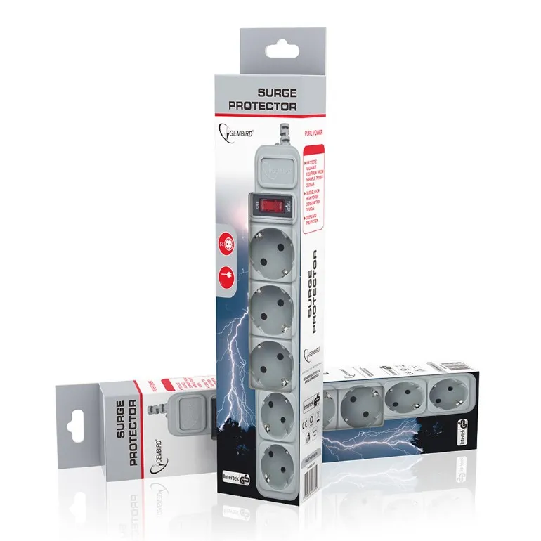 Prelungitor electric Gembird GMB SPG3-B-15C, 5 Prize, 4,5 m, Alb