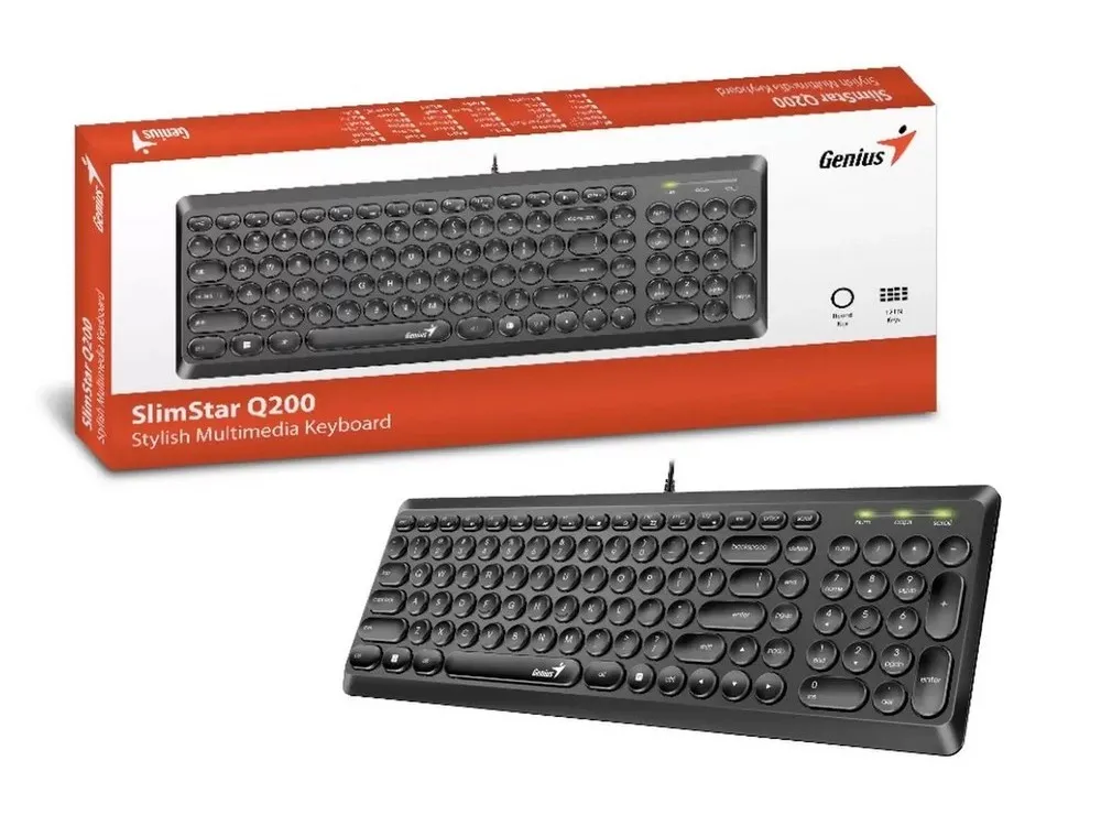 Tastatură Genius SlimStar Q200, Cu fir, Negru