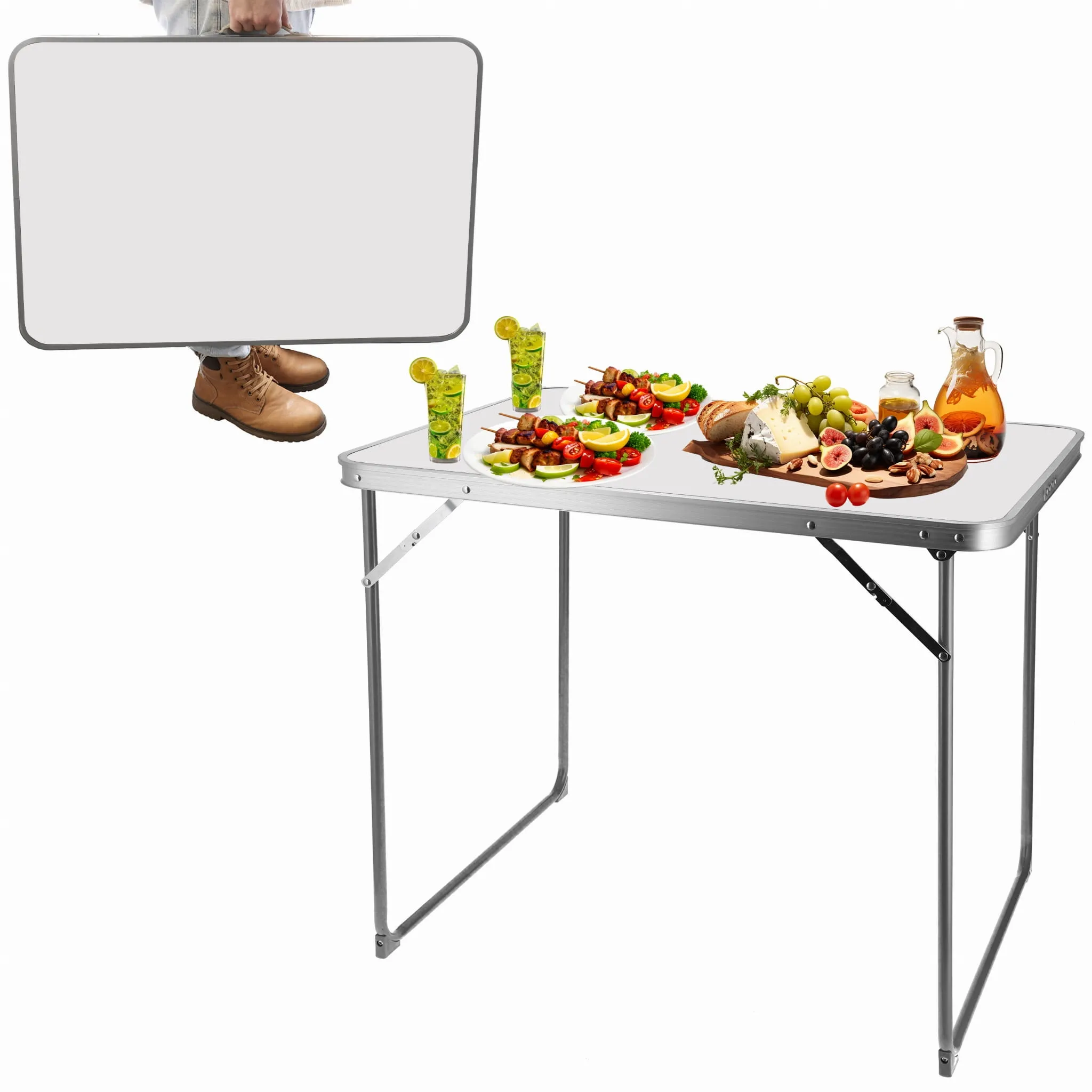 Masa de camping pliabila cu blat alb JUMI 70x80x60