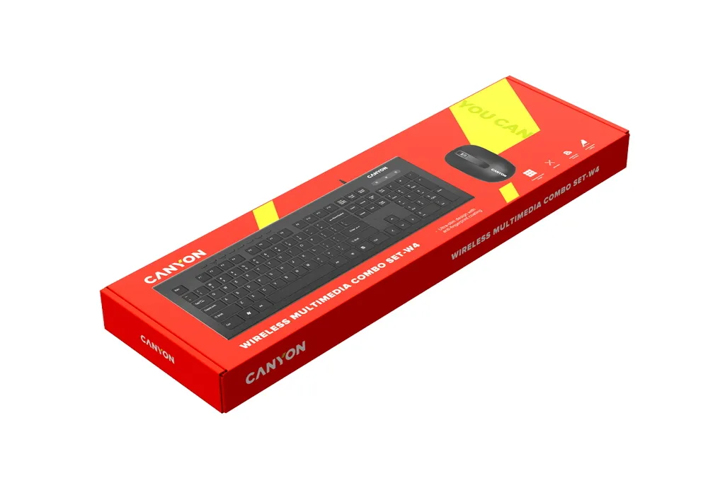 Set Tastatură + Mouse Canyon SET-W4, Fără fir, Negru