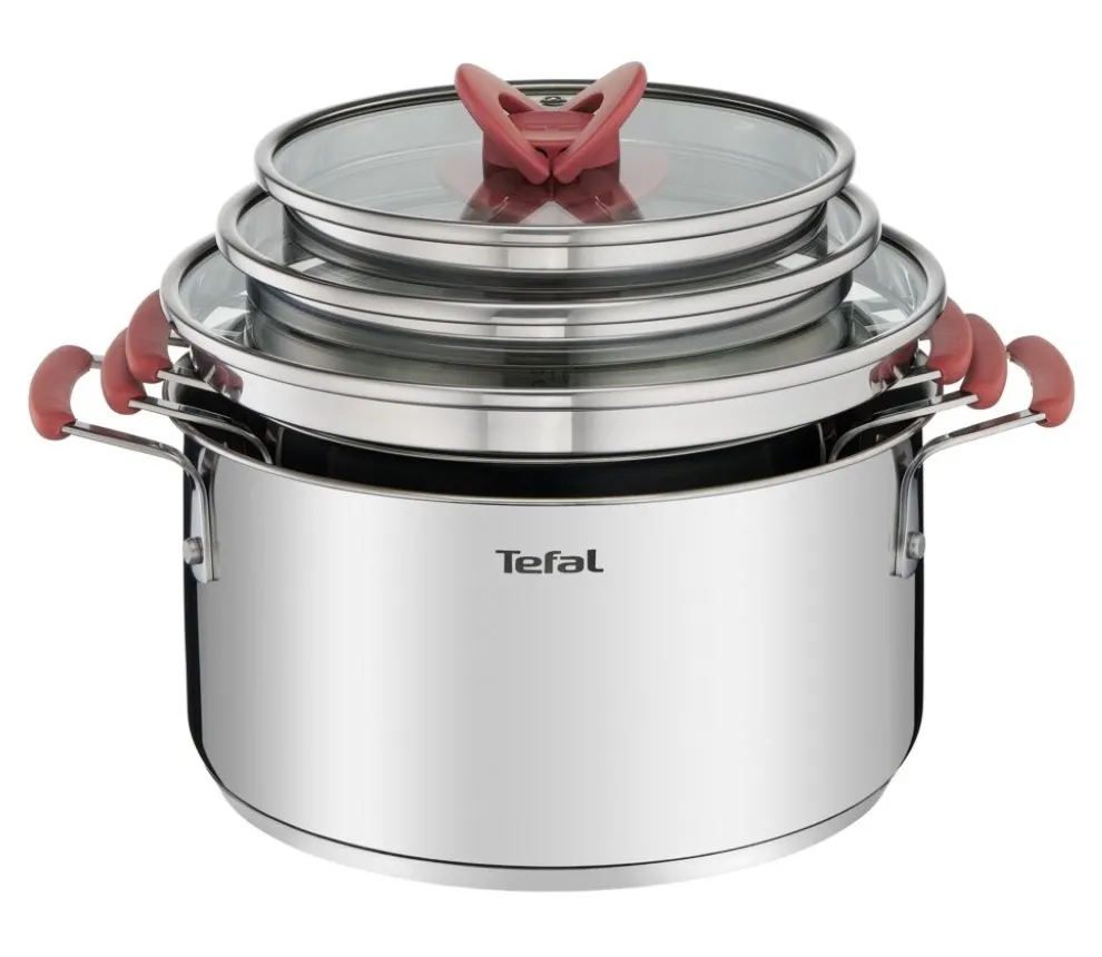 Set de vase Tefal Opti'Space, 5,2L, Oțel inoxidabil