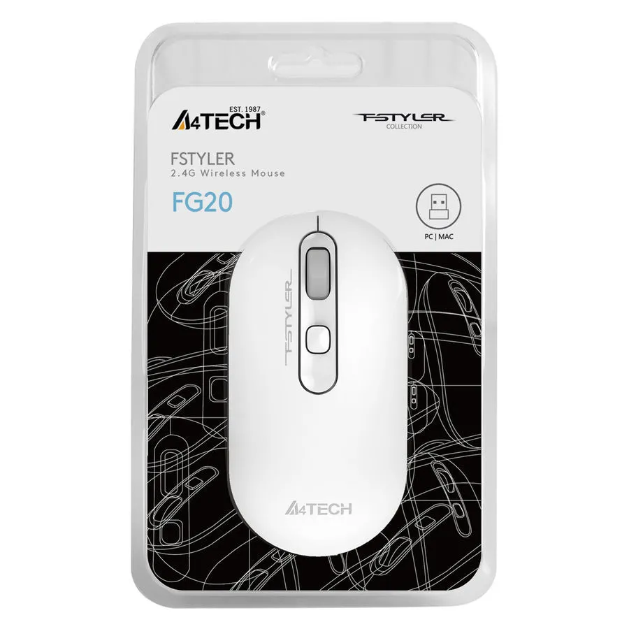 Mouse Wireless A4Tech FG20, Alb