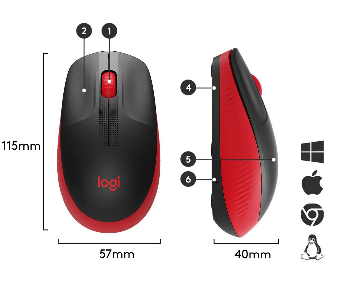 Mouse Wireless Logitech M190, Roșu
