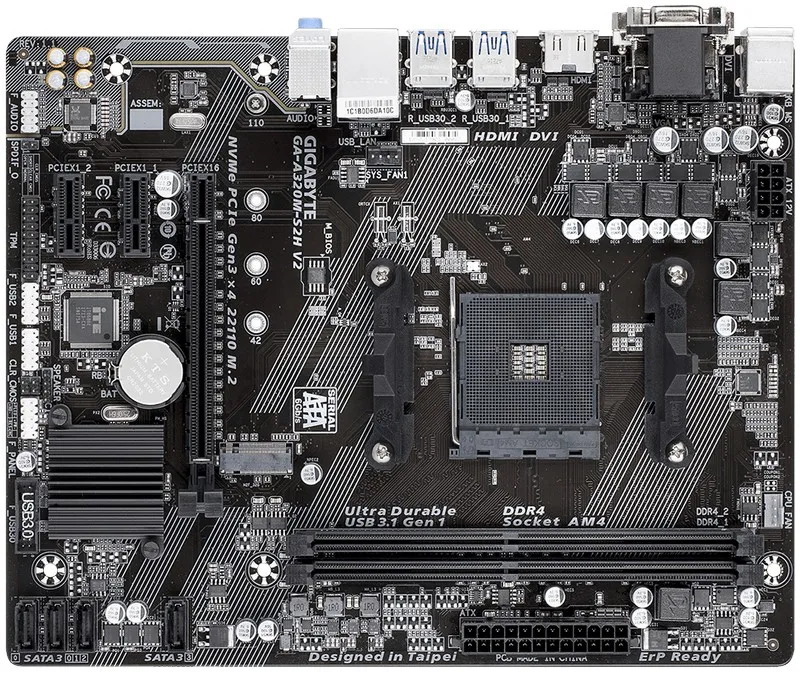Placă de bază Gigabyte GA-A320M-S2H 1.1-3.0, AM4, AMD A320, Micro-ATX