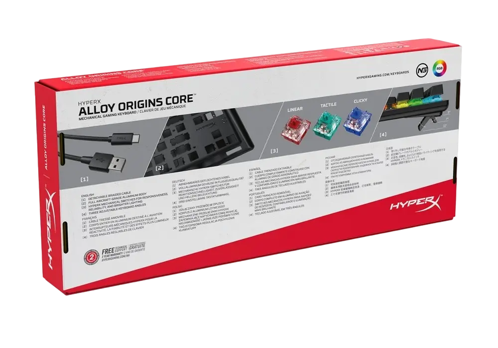 Tastatură HyperX Alloy Origins Core, Cu fir, Negru