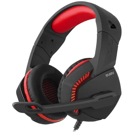 Căști gaming SVEN AP-U989MV, Cu fir, Negru/Roșu