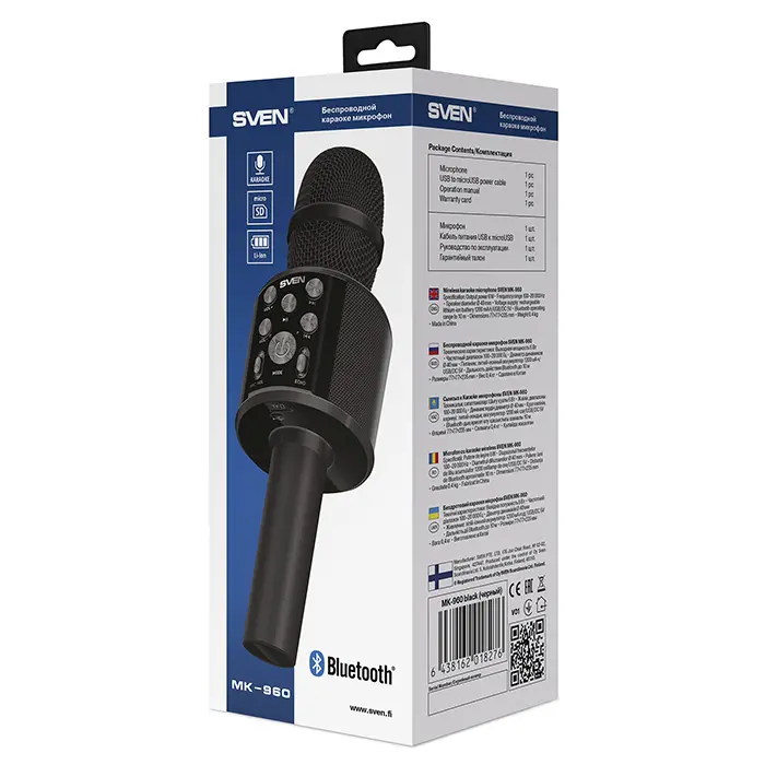 Microfon Karaoke SVEN MK-960, Fără fir, Negru