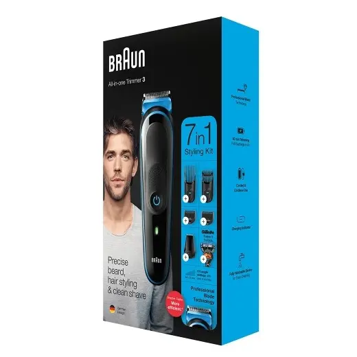 Trimmer pentru bărbați Braun MGK3245, Negru | Albastru