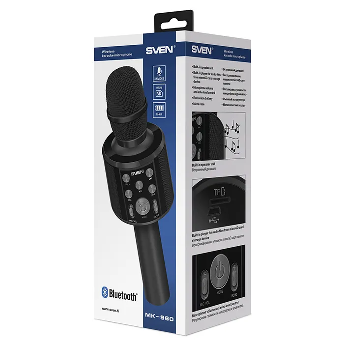 Microfon Karaoke SVEN MK-960, Fără fir, Negru