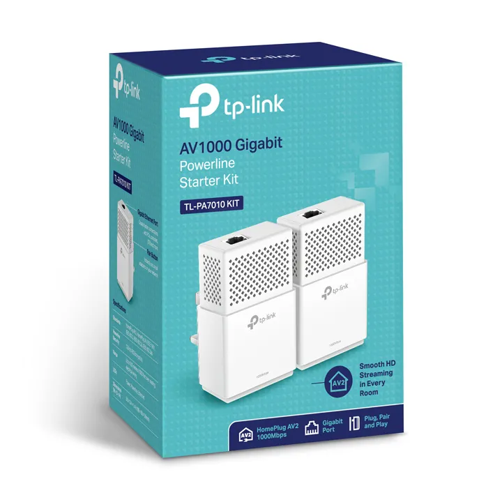 Powerline Adapter  TP-LINK TL-PA7010 KIT, AV1000, 1000 Mbps, Alb