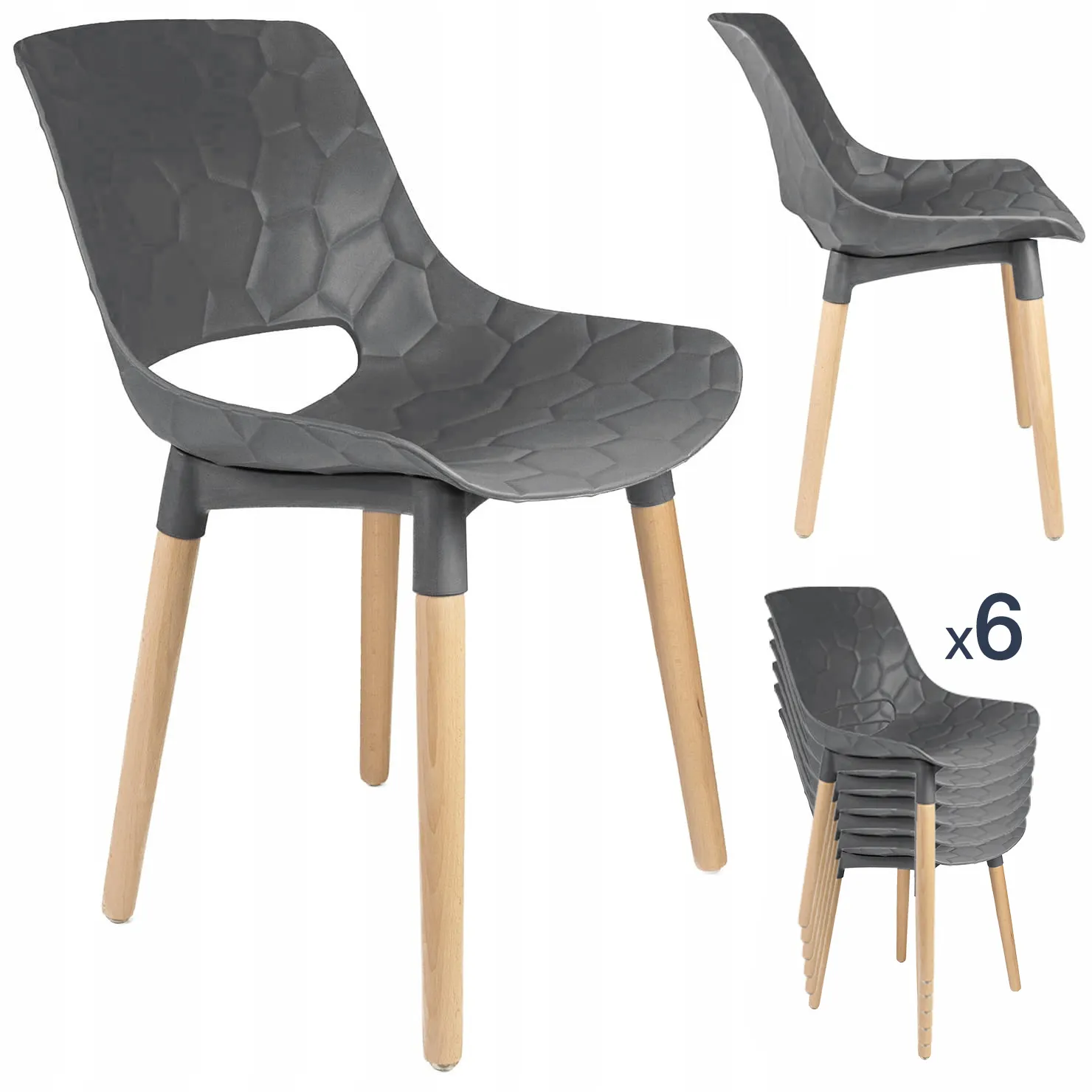 SET 6 Scaune scandinave JUMI DAVIS (gri)
