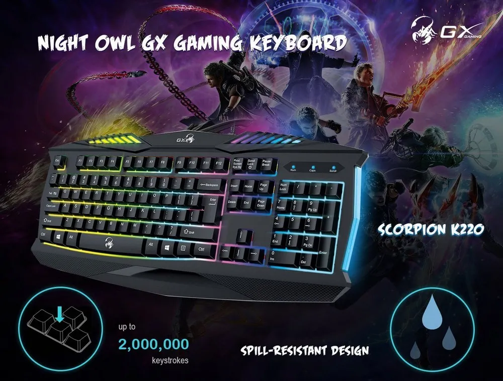 Tastatură Genius SCORPION K220, Cu fir, Negru