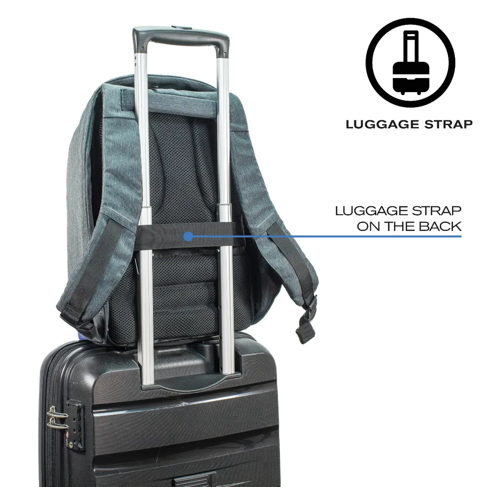 Rucsac pentru Laptop Bobby Compact, 14", Piele artificială, Negru/Alb