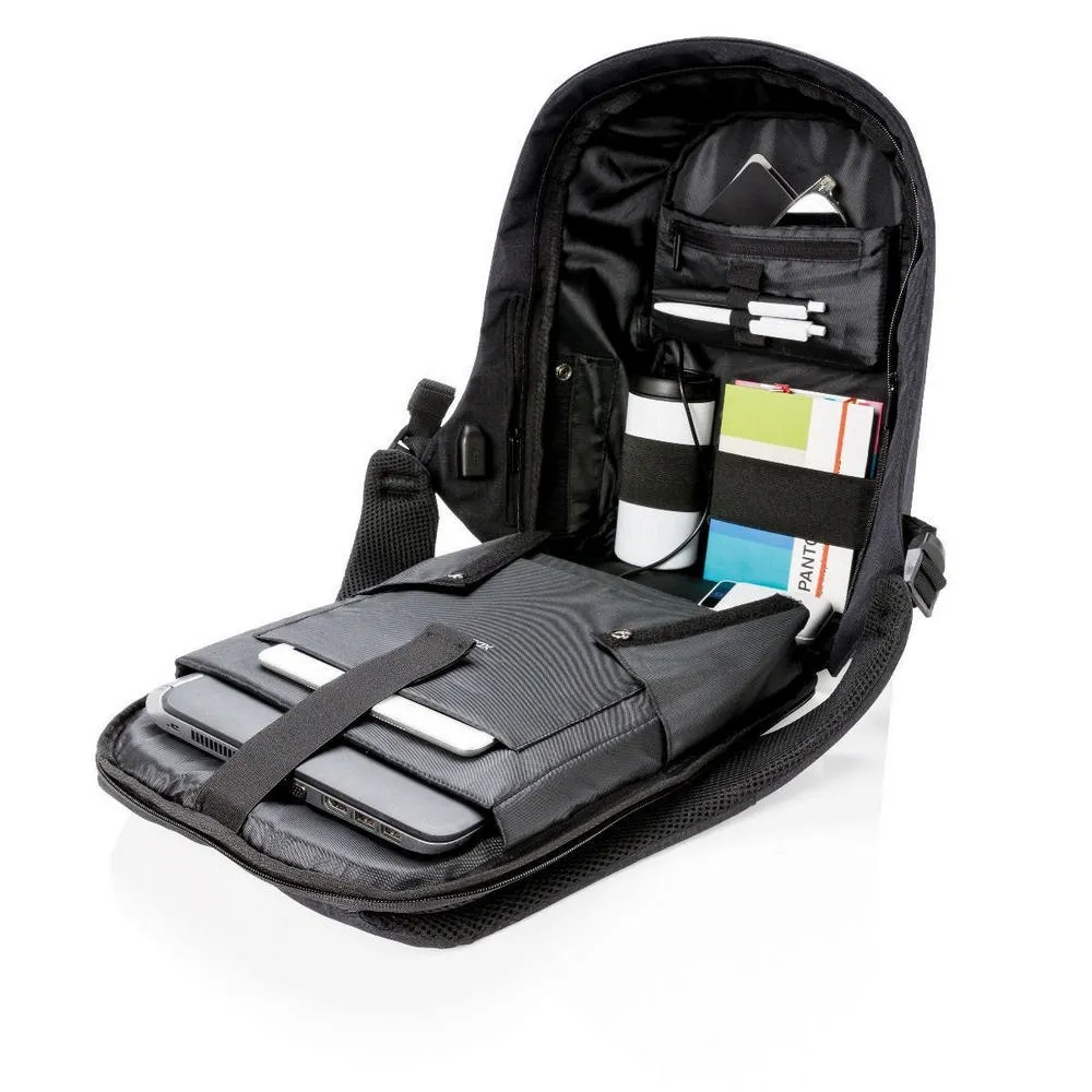 Rucsac pentru Laptop Bobby Compact, 14", Piele artificială, Negru/Alb
