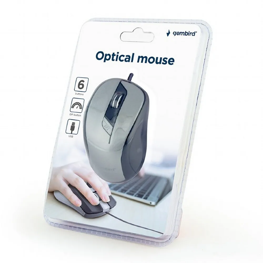 Mouse Gembird MUS-6B-01-BG, Negru/Gri