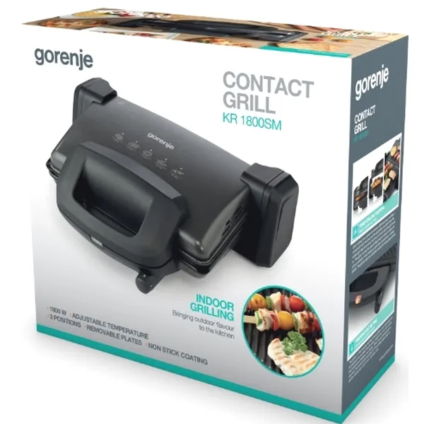 Grătar electric Gorenje CONTACT GRILL KR1800SM, 1800W, Negru