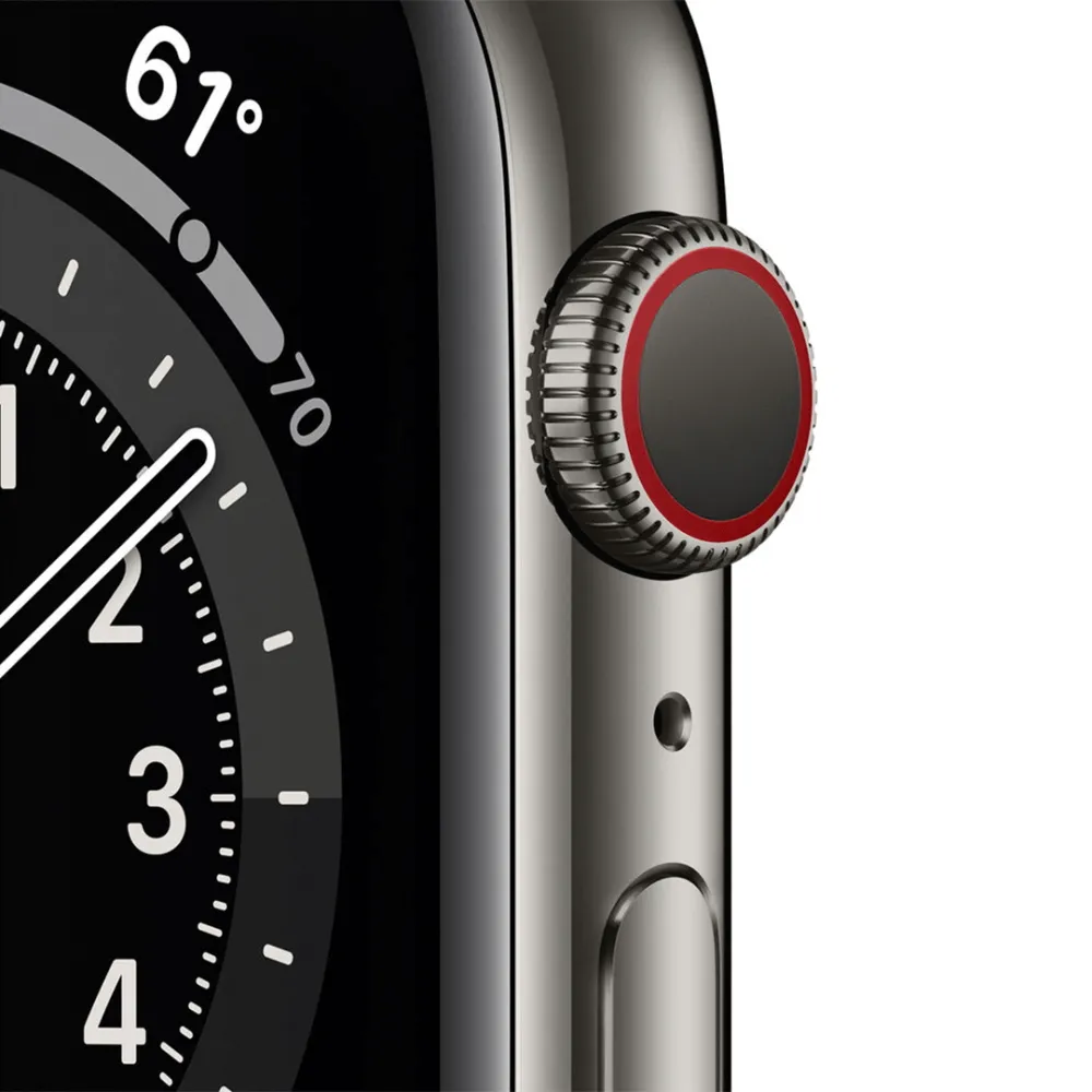 Ceas inteligent Apple Watch Series 6 GPS + Cellular M09H3, 44mm, Carcasă din oțel inoxidabil cu bandă Sport Neagră