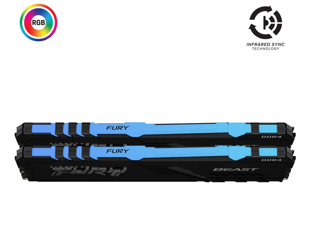 Memorie RAM Kingston FURY Beast RGB, DDR4 SDRAM, 3200 MHz, 32GB, KF432C16BB1AK2/32