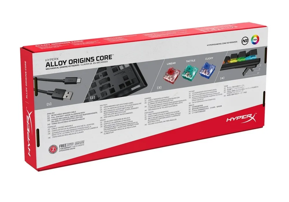 Tastatură HyperX Alloy Origins Core, Cu fir, Negru