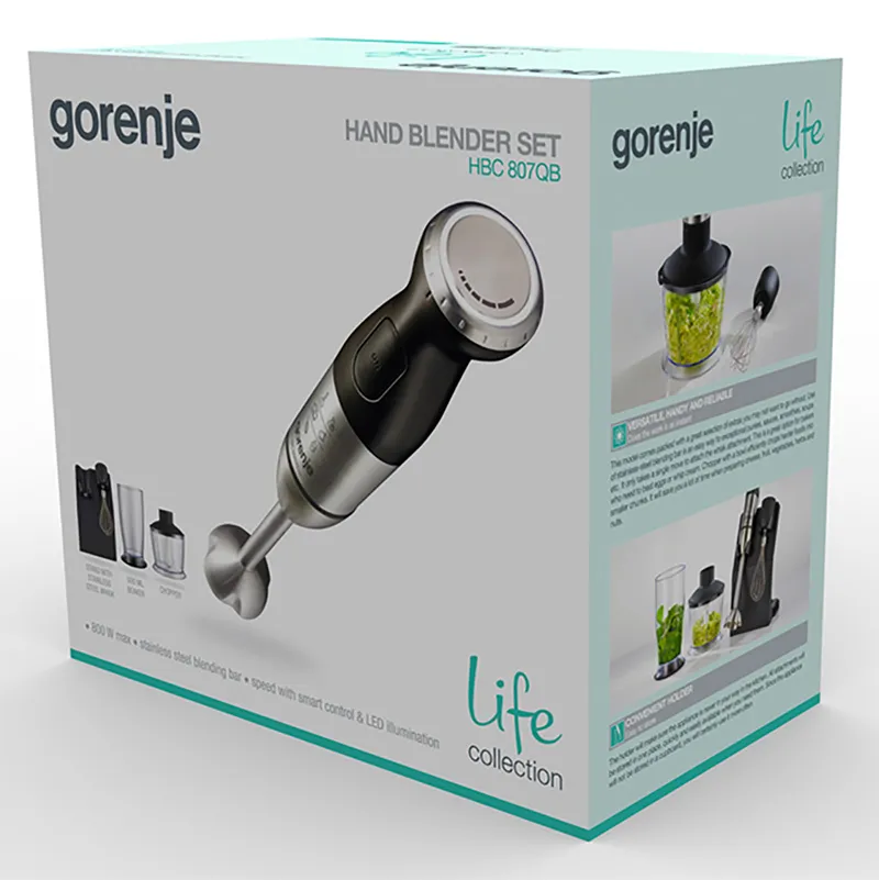 Blender de mână Gorenje HBC 807QB, Negru Argintiu