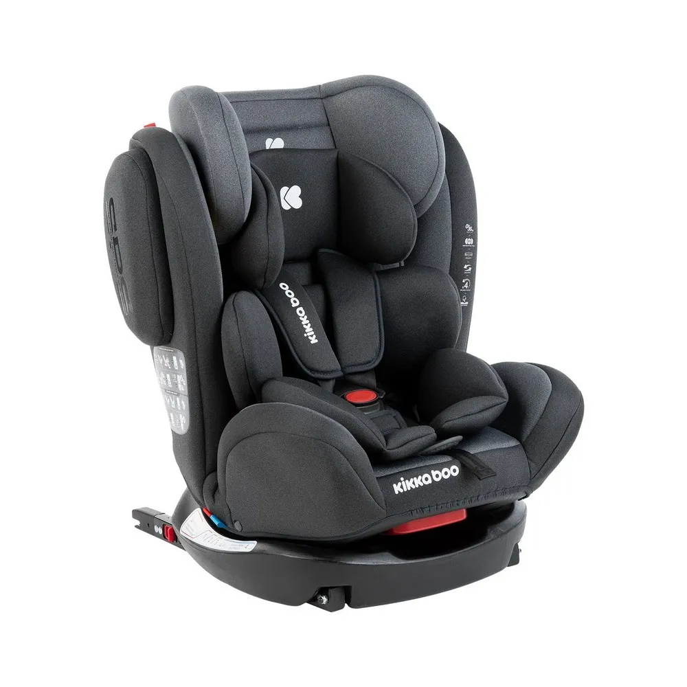 Scaun auto Kikka Boo 4 Fix DOUBLE ISOFIX, Grupa 0+/1/2/3 (0-36 kg), Gri inchis