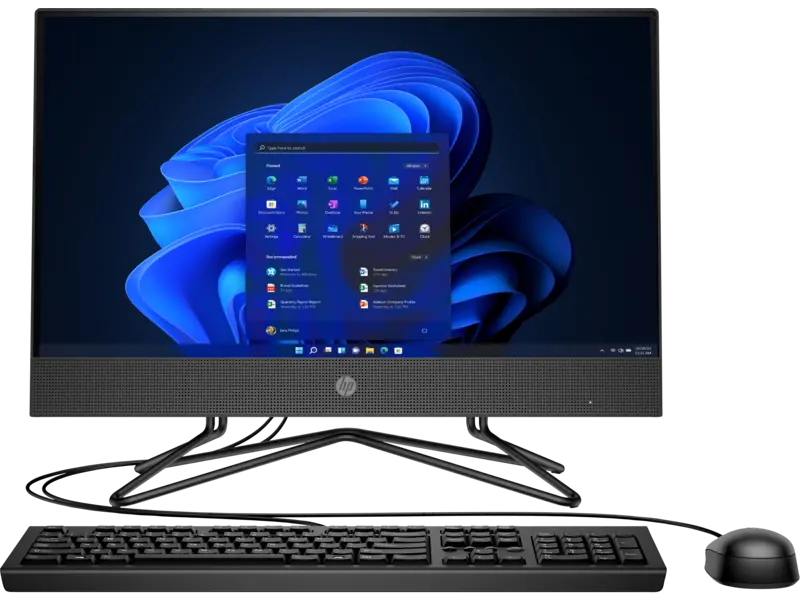 Computer All-in-One HP 200 G4, 21,5", Intel Pentium J5040, 4GB/1000GB, FreeDOS, Negru