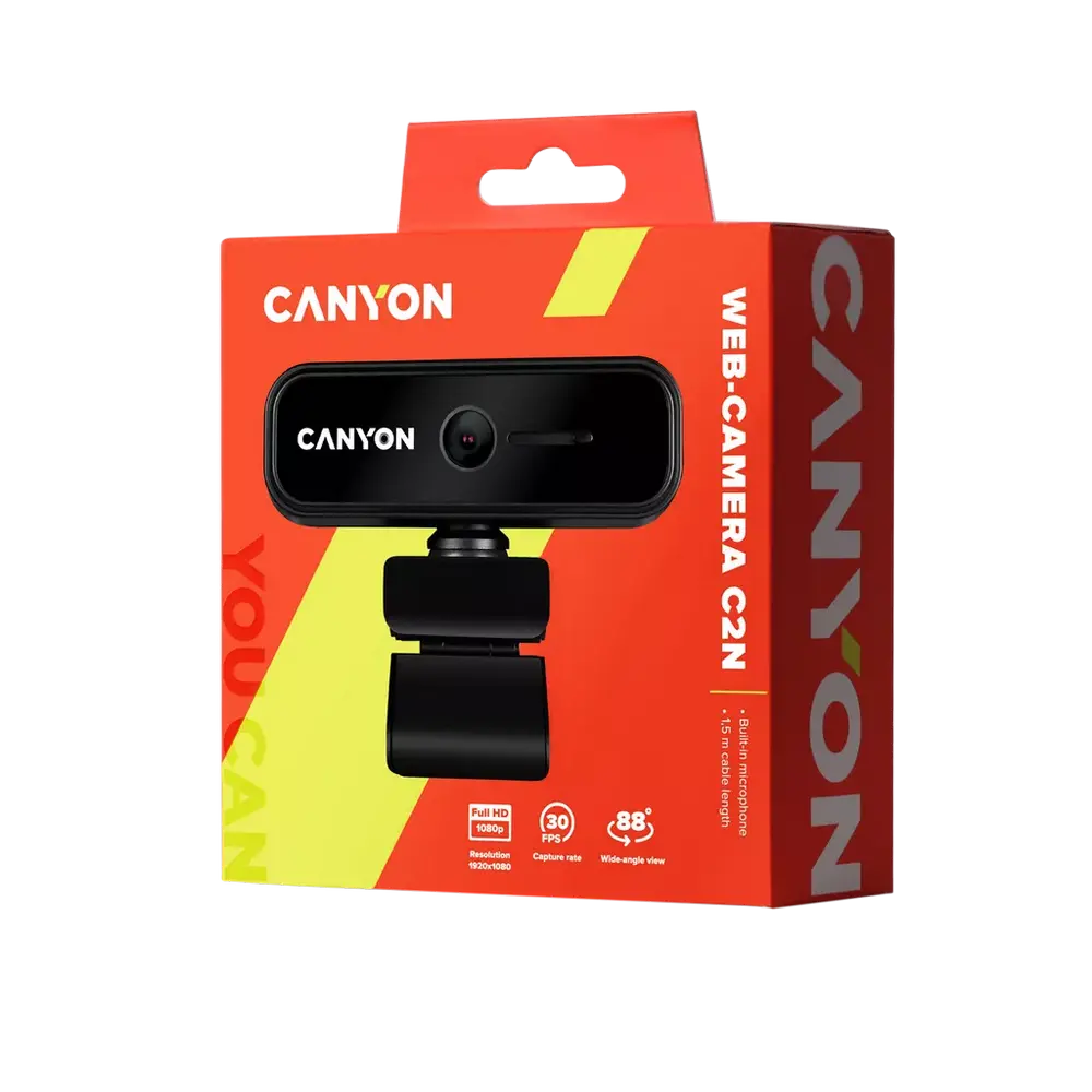 Cameră Web Canyon C2N, Full-HD 1080P, Negru