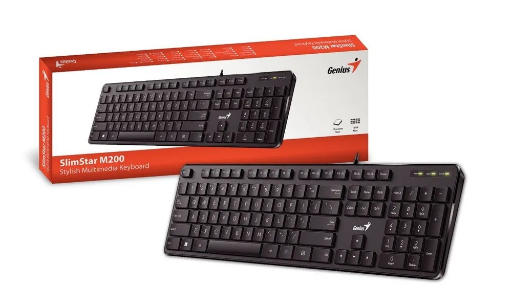 Tastatură Genius SlimStar M200, Cu fir, Negru