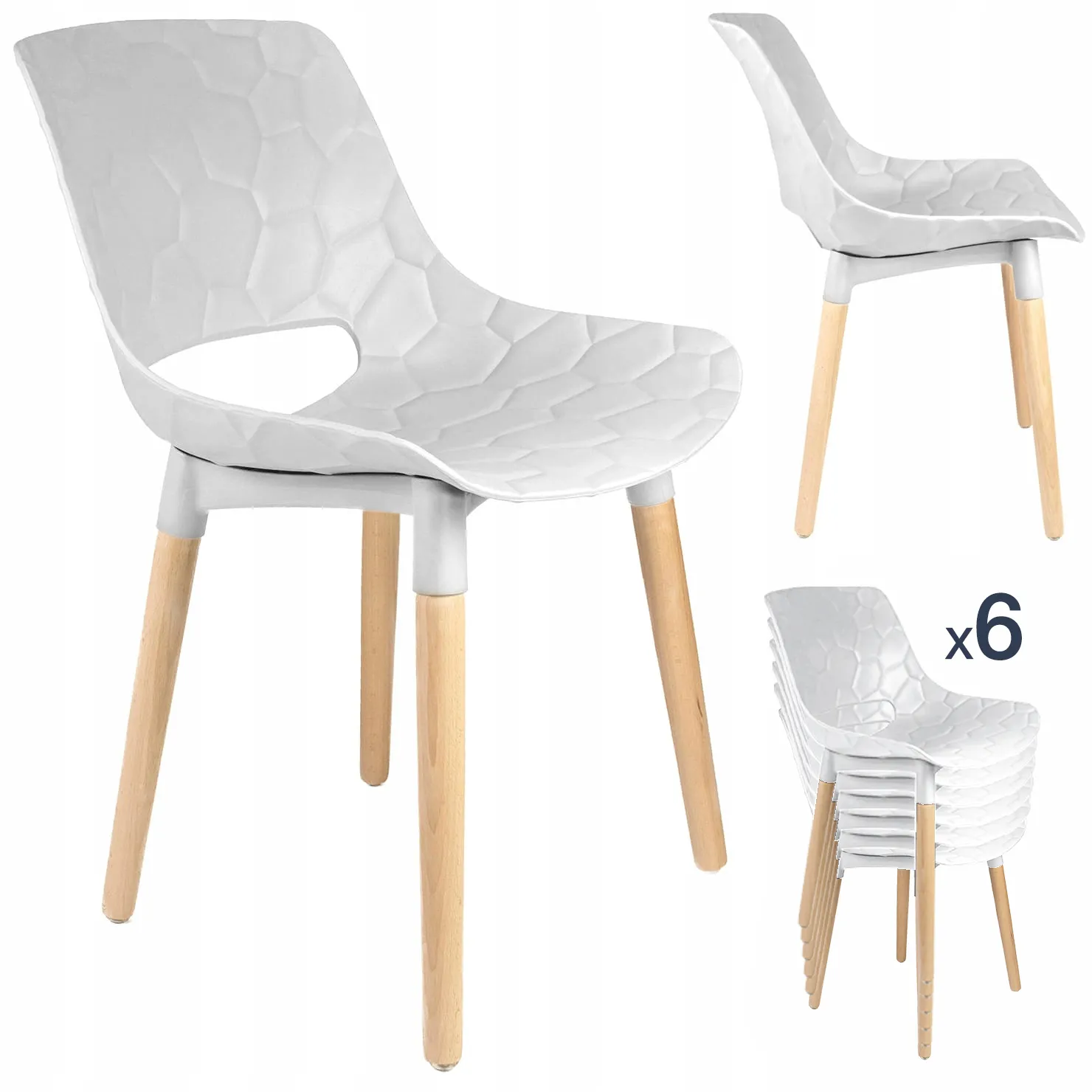 SET 6 Scaune scandinave JUMI DAVIS (alb)