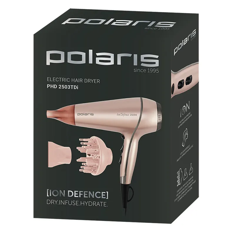 Uscător de păr Polaris PHD 2503TDi, 2500 W, Roz