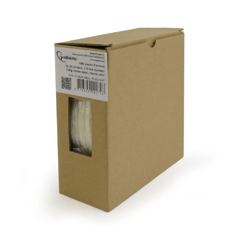 Filament pentru imprimantă 3D Gembird FF-3DP-ABS1.75-02-NAT, ABS, Alb , 1.75 mm, 0,6kg