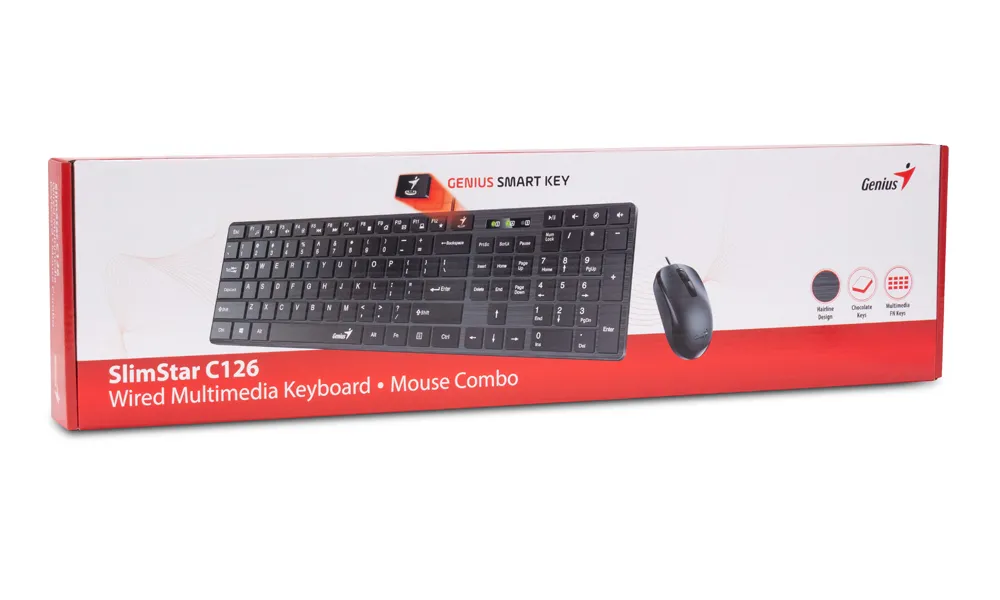 Set Tastatură + Mouse Genius SlimStar C126, Cu fir, Negru