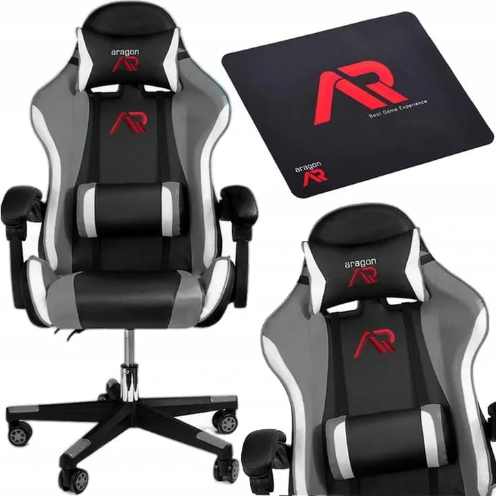 Fotoliu gaming ARAGON (gri/negru/alb)