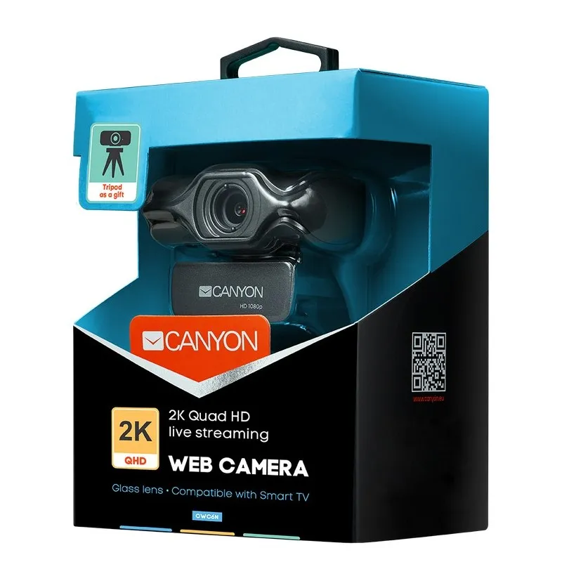 Cameră Web Canyon C6, Quad HD, Negru