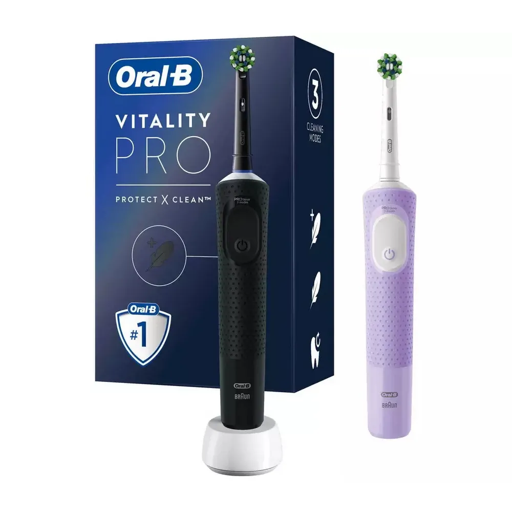 Periuță de dinți electrică Oral-B Vitality PRO DUO Cross Action, Negru Violet