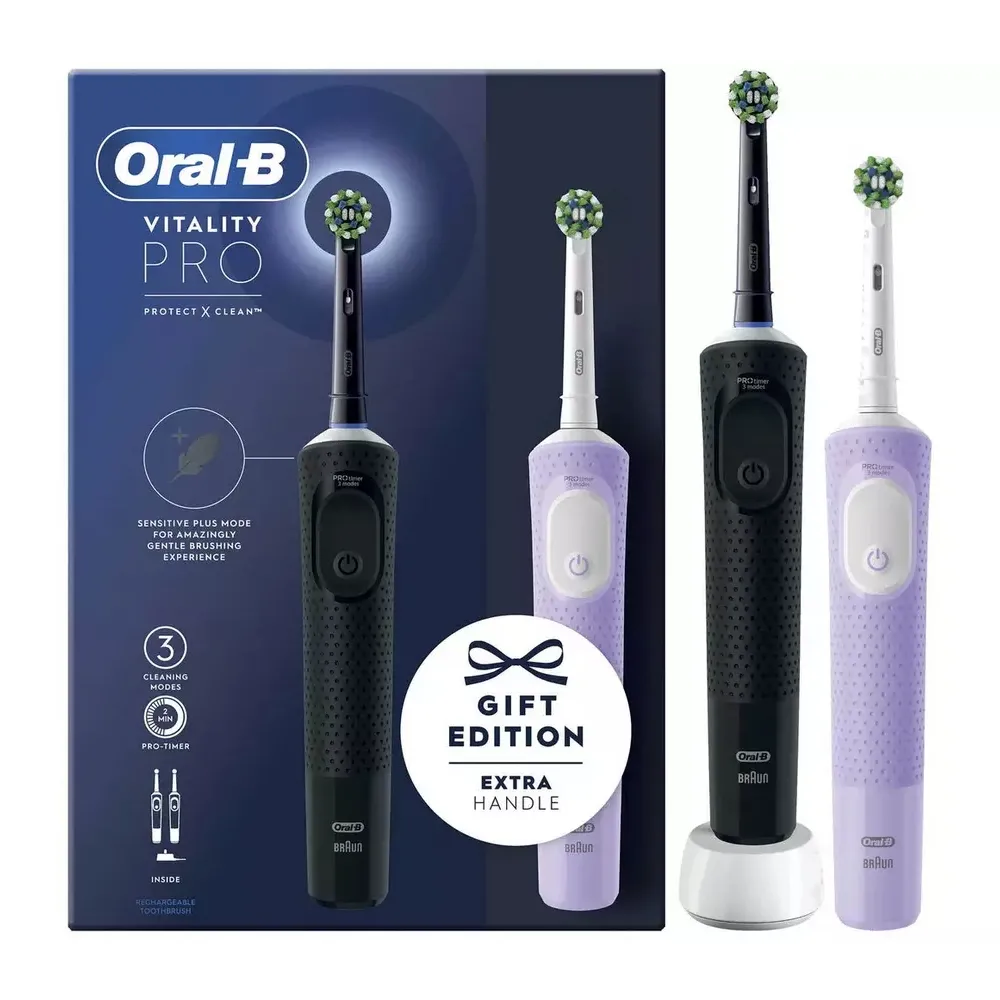 Periuță de dinți electrică Oral-B Vitality PRO DUO Cross Action, Negru Violet