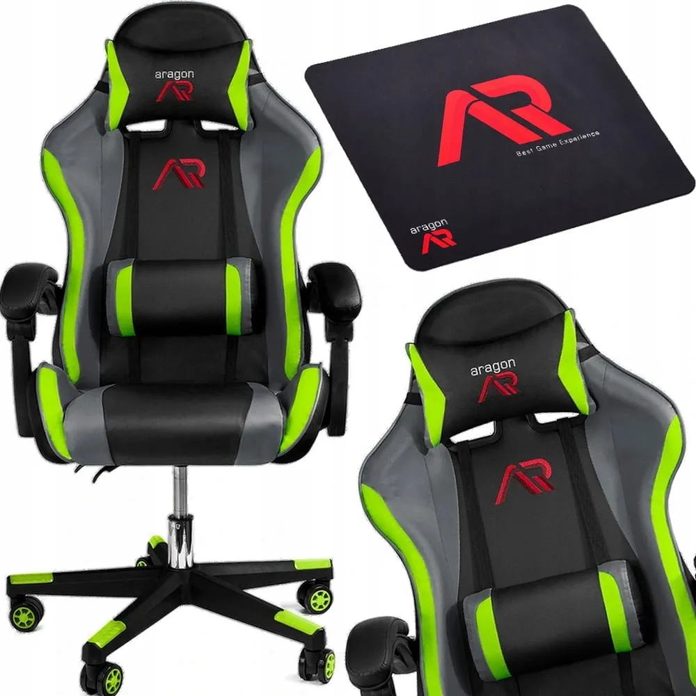 Fotoliu gaming ARAGON (gri/negru/verde)